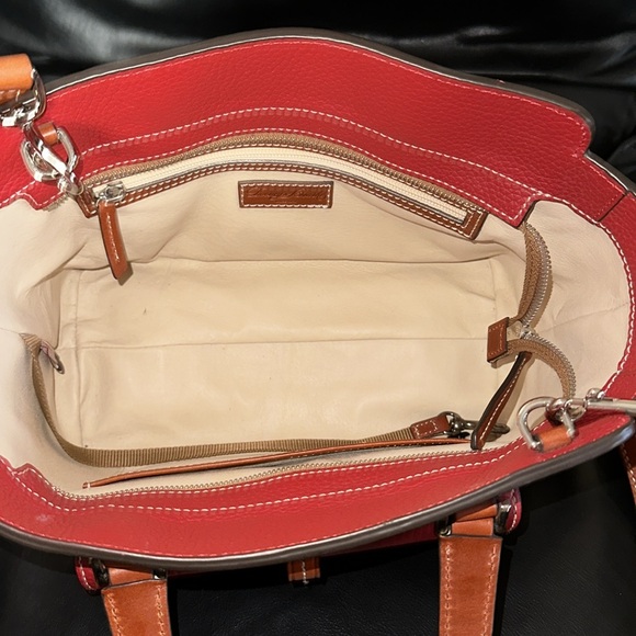 🔥🔥🔥Dooney & Bourke Red Leather Small Shopped Bag Satchel Crossbody Bag - Picture 10 of 14